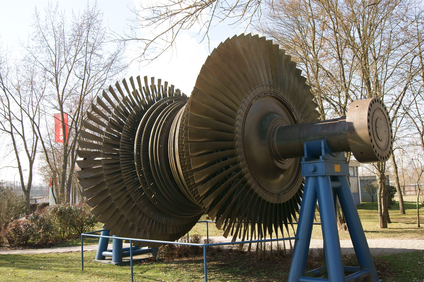 Large industrial turbine rotor in a power generation facility